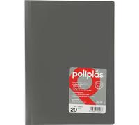 Grafoplas - Carpeta Fundas Plastico, 20 Fundas Transparentes, Tamaño Din A4 Gris, Serie Poliplas Opaco, Fabricados en España, Tapas Flexibles, Gran Capacidad de Almacenaje