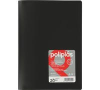 Grafoplas - Carpeta Fundas Plastico, 20 Fundas Transparentes, Tamaño Din A4 Negro, Serie Poliplas Opaco, Fabricados en España, Tapas Flexibles, Gran Capacidad de Almacenaje
