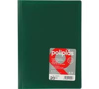 Grafoplas - Carpeta Fundas Plastico, 20 Fundas Transparentes, Tamaño Din A4 Verde, Serie Poliplas Opaco, Fabricados en España, Tapas Flexibles, Gran Capacidad de Almacenaje