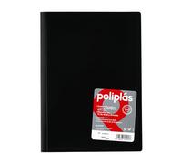 Grafoplas - Carpeta Fundas Plastico, 50 Fundas Transparentes, Tamaño Din A4 Negro, Serie Poliplas Opaco, Fabricados en España, Tapas Flexibles, Gran Capacidad de Almacenaje