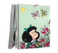Grafoplás | Carpeta Fundas Plástico | A4 | 30 Forros Transparentes | Con Espiral | Tapas Flexibles | Mafalda Primavera