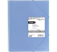 Grafoplás | Carpeta Fundas Plastico a4 | Azul Claro | 20 Fundas Transparentes Polipropileno Extra | Espiral PVC | Maxiplás Multiline | Perfecta para Archivar Documentos y Apuntes