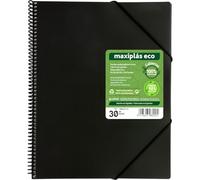 Grafoplas - Carpeta Fundas Plastico a4 Maxiplás ECO, 30 Forros Transparentes Polipropileno 90% Reciclado, Tapas Flexibles Recicladas 100%, Incluye Sobre, Cierre Gomas Elásticas, Archivador Ideal