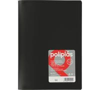 Grafoplas - Carpeta Fundas Plastico, Negra, 10 Forros Transparentes, Tamaño Folio, 33 x 23,8 cm, Serie Poliplas Opaco, Fabricados en España, Tapas Flexibles, Perfecta para Archivar Documentos
