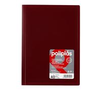 Grafoplas - Carpeta Fundas Plastico, Tamaño Folio, Granate, 40 Forros Transparentes, Serie Poliplas Opaco, Fabricados en España, Tapas Flexibles, Perfecta para Archivar Documentos