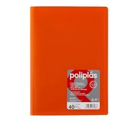 Grafoplas - Carpeta Fundas Plastico, Tamaño Folio, Naranja, 40 Forros Polipropileno, Serie Poliplas Opaco, Fabricados en España, Tapas Flexibles, Perfecta para Archivar Documentos