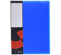 Grafoplás | Carpeta Fundas Poliuro Translúcido | Azul | Folio | 20 Fundas | Cubiertas Extrarrígidas con Lomo Recto | c/Tarjeta Roja | Goma Elástica Vertical | Fundas Polipropileno Transparente | Calidad Extra | Acabado Piel Naranja | Modelo Poliuro