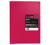 Grafoplás 1441354. Carpeta Fundas Transparentes, 40 Fundas Extra Soldadas al Lomo, Folio, Fucsia Opaco, Poliplás Like