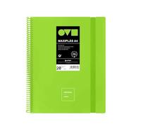 Grafoplas - Carpetas de Fundas Plastico A4, 20 Forros Transparentes, Tapas Rígidas de Polyfoam, Resistente y Ultraligero, Color Verde, Espiral PVC, Unequal Minimal, Perfecta para Documentos