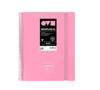 Grafoplas - Carpetas de Fundas Plastico A4, 20 Forros Transparentes, Tapas Rígidas de Polyfoam, Resistente y Ultraligero, Color Rosa, Espiral PVC, Unequal Minimal, Perfecta para Documentos