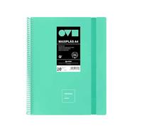 Grafoplas - Carpetas de Fundas Plastico A4, 20 Forros Transparentes, Tapas Rígidas de Polyfoam, Resistente y Ultraligero, Color Mint, Espiral PVC, Unequal Minimal, Perfecta para Documentos