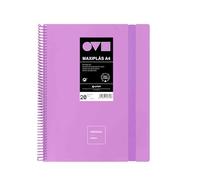 Grafoplas - Carpetas de Fundas Plastico A4, 20 Forros Transparentes, Tapas Rígidas de Polyfoam, Resistente y Ultraligero, Color Lavanda, Espiral PVC, Unequal Minimal, Perfecta para Documentos