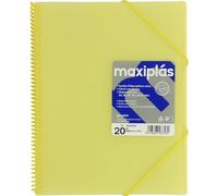 Grafoplas | Carpetas de Fundas Plastico a4 | 20 Fundas Transparentes | Tapa Rígida Amarillo Soft | Espiral | Apertura 360 | Incluye Sobre | Archiva Material Escolar y de Oficina | Maxiplás Traslúcidos