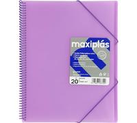 Grafoplas | Carpetas de Fundas Plastico a4 | 20 Fundas Transparentes | Tapa Rígida Lavanda Soft | Espiral | Apertura 360 | Incluye Sobre | Archiva Material Escolar y de Oficina | Maxiplás Traslúcidos