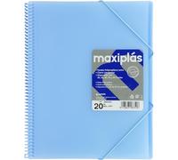 Grafoplas | Carpetas de Fundas Plastico a4 | 20 Fundas Transparentes | Tapas Rígidas Azul Soft | Espiral | Apertura 360 | Incluye Sobre | Archiva Material Escolar y de Oficina | Maxiplás Traslúcidos