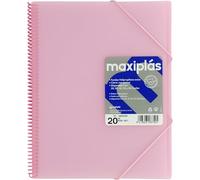 Grafoplas | Carpetas de Fundas Plastico a4 | 20 Fundas Transparentes | Tapas Rígidas Rosa Soft | Espiral | Apertura 360 | Incluye Sobre | Archiva Material Escolar y de Oficina | Maxiplás Traslúcidos