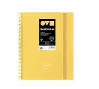 Grafoplas | Carpetas de Fundas Plastico A4 | 30 Forros Transparentes | Tapas Rígidas de Polyfoam | Resistente y Ultraligero | Color Amarillo | Espiral PVC | Unequal Minimal | Perfecta para Documentos