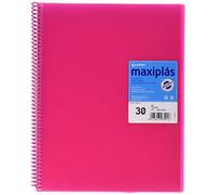 Grafoplas | Carpetas de Fundas Plastico a4 | 30 Fundas Transparentes | Tapas Rígidas Fucsia | Espiral PVC | Apertura 360 | Incluye Sobre | Archiva Material Escolar y de Oficina | Maxiplás Traslúcidos