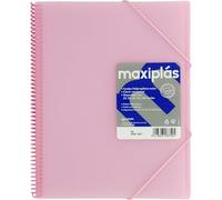 Grafoplas | Carpetas de Fundas Plastico a4 | 30 Fundas Transparentes | Tapas Rígidas Rosa Soft | Espiral | Apertura 360 | Incluye Sobre | Archiva Material Escolar y de Oficina | Maxiplás Traslúcidos