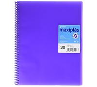Grafoplas | Carpetas de Fundas Plastico a4 | 30 Fundas Transparentes | Tapas Rígidas Violeta | Espiral PVC | Apertura 360 | Incluye Sobre | Archiva Material Escolar y de Oficina | Maxiplás Traslúcidos