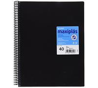 Grafoplas - Carpetas de Fundas Plastico a4, 40 Forros Transparentes, Tapa Flexible Negra, Espiral PVC, Perfecta para Archivar Material Escolar y de Oficina, Maxiplás Opaco, Apertura 360
