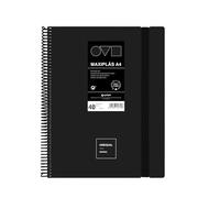 Grafoplas | Carpetas de Fundas Plastico A4 | 40 Forros Transparentes | Tapas Rígidas de Polyfoam | Resistente y Ultraligero | Color Negro | Espiral PVC | Unequal Minimal | Perfecta para Documentos