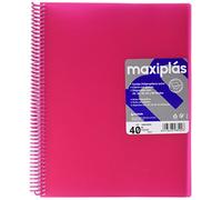 Grafoplas | Carpetas de Fundas Plastico a4 | 40 Fundas Transparentes | Tapas Rígidas Fucsia | Espiral PVC | Apertura 360 | Incluye Sobre | Archiva Material Escolar y de Oficina | Maxiplás Traslúcidos