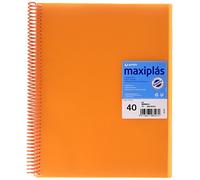 Grafoplas - Carpetas de Fundas Plastico a4, 40 Fundas Transparentes, Tapas Rígidas Naranja, Espiral PVC, Apertura 360, Incluye Sobre, Archiva Material Escolar y de Oficina, Maxiplás Traslúcidos