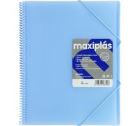 Grafoplas | Carpetas de Fundas Plastico a4 | 50 Fundas Transparentes | Tapas Rígidas Azul Soft | Espiral | Apertura 360 | Incluye Sobre | Archiva Material Escolar y de Oficina | Maxiplás Traslúcidos