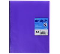 Grafoplas | Carpetas de Fundas Plastico a4 | 50 Fundas Transparentes | Tapas Rígidas Violeta | Espiral PVC | Apertura 360 | Incluye Sobre | Archiva Material Escolar y de Oficina | Maxiplás Traslúcidos