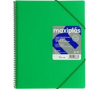 Grafoplas - Carpetas de Fundas Plastico a4, 60 Forros Transparentes, Verde Claro, Espiral PVC, Perfecta para Archivar Material Escolar y de Oficina, Maxiplás Opaco, Apertura 360