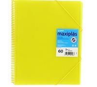 Grafoplas | Carpetas de Fundas Plastico a4 | 60 Fundas Transparentes | Tapas Rígidas Amarilla | Espiral | Apertura 360 | Incluye Sobre | Archiva Material Escolar y de Oficina | Maxiplás Traslúcidos