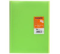 Grafoplas - Carpetas de Fundas Plastico a4, Maxiplás XS, 50 Forros Transparentes, Polipropileno Estándar, Color Verde, Espiral PVC, Perfecta para Archivar Material Escolar y de Oficina