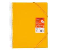 Grafoplas - Carpetas de Fundas Plastico a4, Maxiplás XS, 50 Forros Transparentes, Polipropileno Estándar, Color Mostaza, Espiral PVC, Perfecta para Archivar Material Escolar y de Oficina