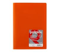 Grafoplas - Carpetas Fundas Plastico a4, Naranja, 30 Forros Transparentes, Serie Poliplas Opaco, Fabricados en España, Tapas Flexibles, Perfecta para Archivar Documentos y Folios