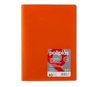 Grafoplas - Carpetas Fundas Plastico a4, Naranja, 40 Forros Transparentes, Serie Poliplas Opaco, Fabricados en España, Tapas Flexibles, Perfecta para Archivar Documentos y Folios