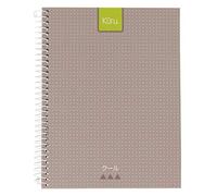 Grafoplas - Colección Kuru Cuaderno con Espiral, Cuadriculado 5 Mm, Gris, A5
