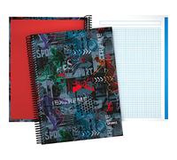 Grafoplas - Cuaderno A4, Tapa Dura, Cuadricula 5x5, 5 Bandas Color, Extreme, Colección Sports, Certificado FSC, Multicolor