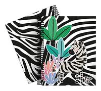 Grafoplas - Cuaderno A5 Espiral, Cuadriculado 5x5, Tapa Dura, 5 Bandas Color, Colección Free Life, Zebra, Certificado FSC, Multicolor