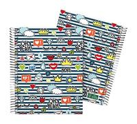 Grafoplas - Cuaderno A5 Espiral, Cuadriculado 5x5, Tapa Dura, 5 Bandas Color, Colección Stickers, Crown, Certificado FSC