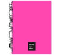 Grafoplás 88526054. Cuaderno con Espiral, A4, Cuadriculado 5 mm, 100 Hojas, 90 gr, Fucsia, Unequal Flúor