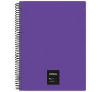 Grafoplás 88526035. Cuaderno con Espiral, A4, Cuadriculado 5 mm, 100 Hojas, 90 gr, Violeta, Unequal Flúor