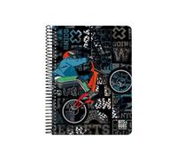 Grafoplás | Cuaderno Cuarto | 80 Hojas Cuadriculadas 4x4 90g | Tapa Plastico | Espiral Cierre Coil-Lock | Colección Diseño Bits&Bobs Pop Up Design Cross | Certificado FSC