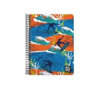 Grafoplás | Cuaderno Cuarto | 80 Hojas Cuadriculadas 4x4 90g | Tapa Plastico | Espiral Cierre Coil-Lock | Colección Diseño Bits&Bobs Pop Up Design Hawaii | Certificado FSC