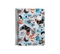 Grafoplas - Cuaderno Cuarto, 80 Hojas Cuadriculadas 4x4 90g, Tapa Plastico, Espiral, Colección Diseño Bits&Bobs Pop Up Design Play, Certificado FSC
