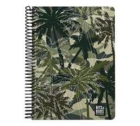 Grafoplás | Cuaderno Cuarto | 80 Hojas Cuadriculadas 4x4 90g | Tapa Plastico | Espiral | Colección Diseño Bits&Bobs Pop Up Design Palms | Certificado FSC