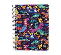 Grafoplas | Cuaderno Cuarto | 80 Hojas Cuadriculadas 4x4 90g | Tapa Plastico | Espiral | Colección Diseño Bits&Bobs Pop Up Design Dragons | Certificado FSC