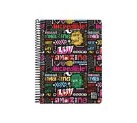 Grafoplás | Cuaderno Cuarto | 80 Hojas Cuadriculadas 4x4 90g | Tapa Plastico | Espiral | Colección Diseño Bits&Bobs Pop Up Design Nice Day | Certificado FSC