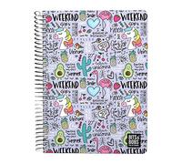 Grafoplas | Cuaderno Cuarto | 80 Hojas Cuadriculadas 4x4 90g | Tapa Plastico | Espiral | Colección Diseño Bits&Bobs Pop Up Design Fantasy | Certificado FSC