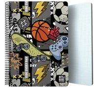 Grafoplas - Cuaderno Escolar Bits&Bobs Free Sport, Tamaño Folio, 4x4 mm | 80 Hojas Cuadriculadas 4mm 90g, Espiral con Seguridad Coil-Lock, Tapas Polipropileno, FSC